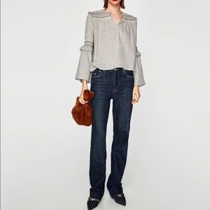 Zara gray top w/ bell sleeves